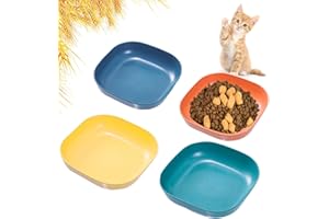 HMDZMR Cat Food Bowl Set 6 inch Wide Shallow Cat Bowls for Relief Whisker Fatigue,Small Flat Cat Dish, Shallow Pet Feeding Dish or Plate for Cats and Small Dogs (4PCS)