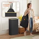 Lifewit 75L Slim Laundry Basket with Lid Bamboo Handles Narrow Foldable Bin view 4