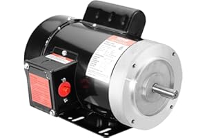 VEVOR 1HP Electric Motor 1725 RPM, AC 115V/230V, 56C Frame, Air Compressor Motor Single Phase, 5/8" Keyed Shaft, CW/CCW Rotation for Agricultural Machinery and General Equipment