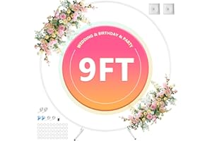 LAXAMA Round Backdrop Stand 9ft Circle Balloon Arch Frame White Round Balloon Arch Stand Circle Wedding Arch Metal Arch Backdrop Stand for Parties Birthday Wedding Baby Shower Backdrop Decoration