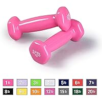 SPRI Dumbbells Deluxe Vinyl Coated Hand Weights All-Purpose Color Coded Dumbbell for Strength Training