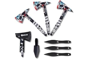 REAT Throwing Axes and Knives with Nylon Sheath, 10.5" Full Tang Desgin for Back Yard Throwing Game, Recreation and Competition