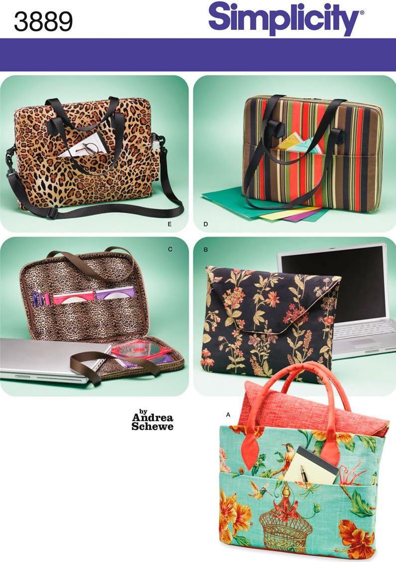 Simplicity Andrea Schewe Pattern 3889 Laptop Computer Bags with Variations
