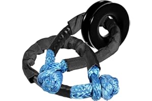 2pcs 1/2" Towing Straps Soft Shackle Blue + Black Recovery Ring Snatch Block Pulley Snatch Rings 41000lbs for Synthetic Rope,