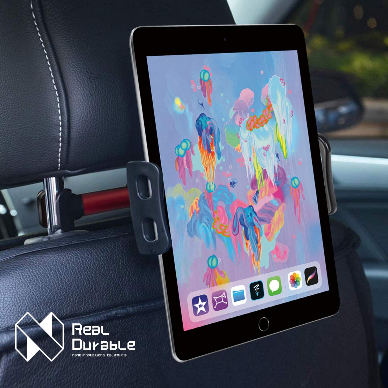 Nana Innovations Car Headrest Mount, Tablet Headrest Holder: Stand Cradle Compatible with Devices Such as iPad Pro Air Mini, Samsung Galaxy Tabs, Other 4.7-10.5\