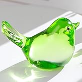 Arikyrist Handmade Glass Green Bird Gifts for Bird Lovers Women Men, Art Glass Birds Collectible Figurines for Desk Table Home Office Decoration