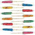 True Umbrella Appetizer Picks, Mini Umbrella Toothpicks, Drink Umbrellas for Mai Tais and Daiquiris, Multicolor, Wood, Set of 12
