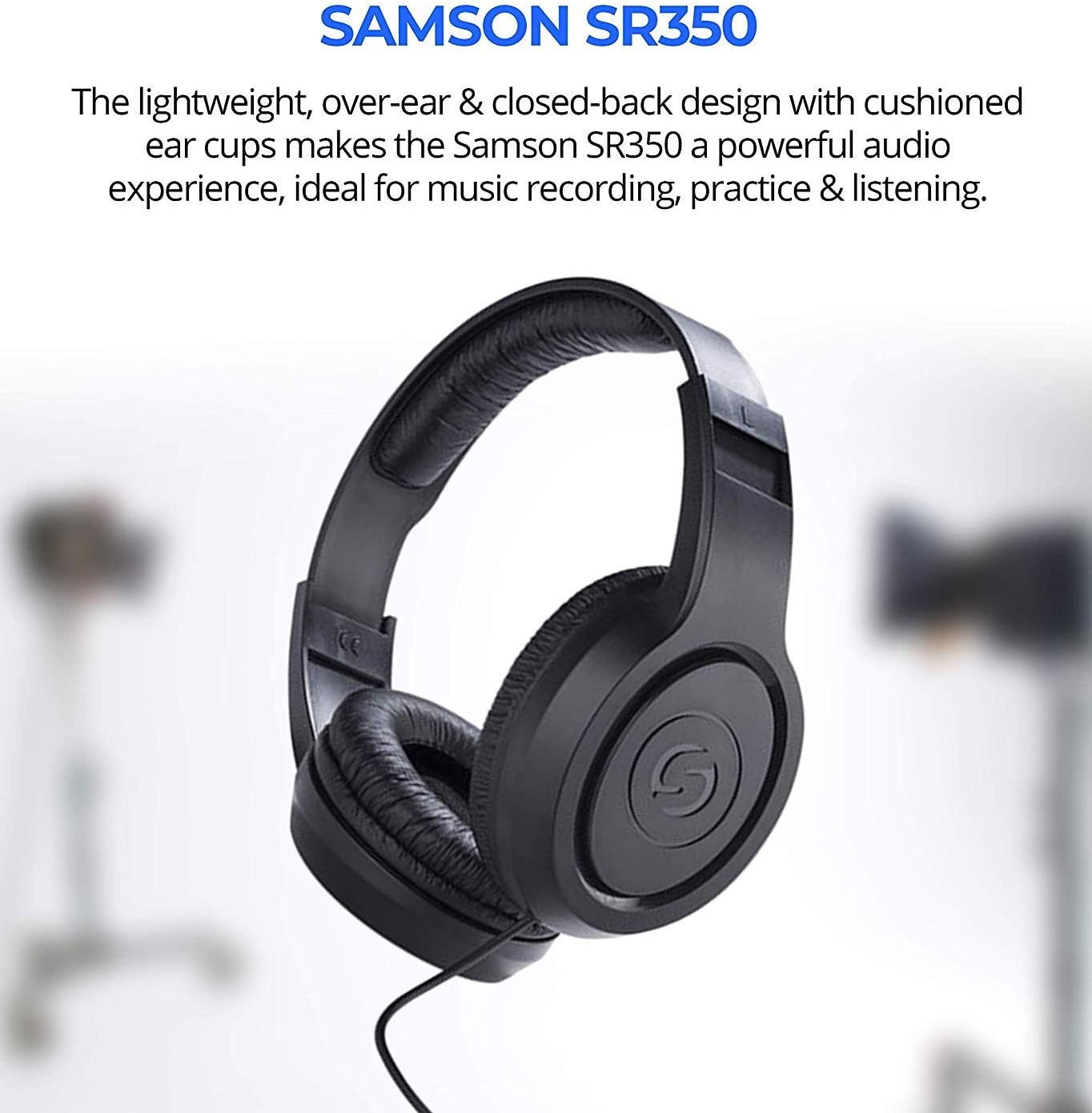 Audio-Technica ATR2100X-USB Cardioid Dynamic Microphone (ATR Series) for Podcasting, Voiceover, Studio Recording Bundle with Samson SR350 Stereo Headphones, Blucoil Pop Filter, and USB-A Mini Hub: Musical Instruments