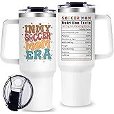OneGemn Soccer Mom Tumbler with Handle,Soccer Mom Gifts - 40 oz Football Moms Drinking Cup with Lid and Straw - Insulated Football Moms Cup Gifts for Mothers Gift for Birthday Mother Day Christmas