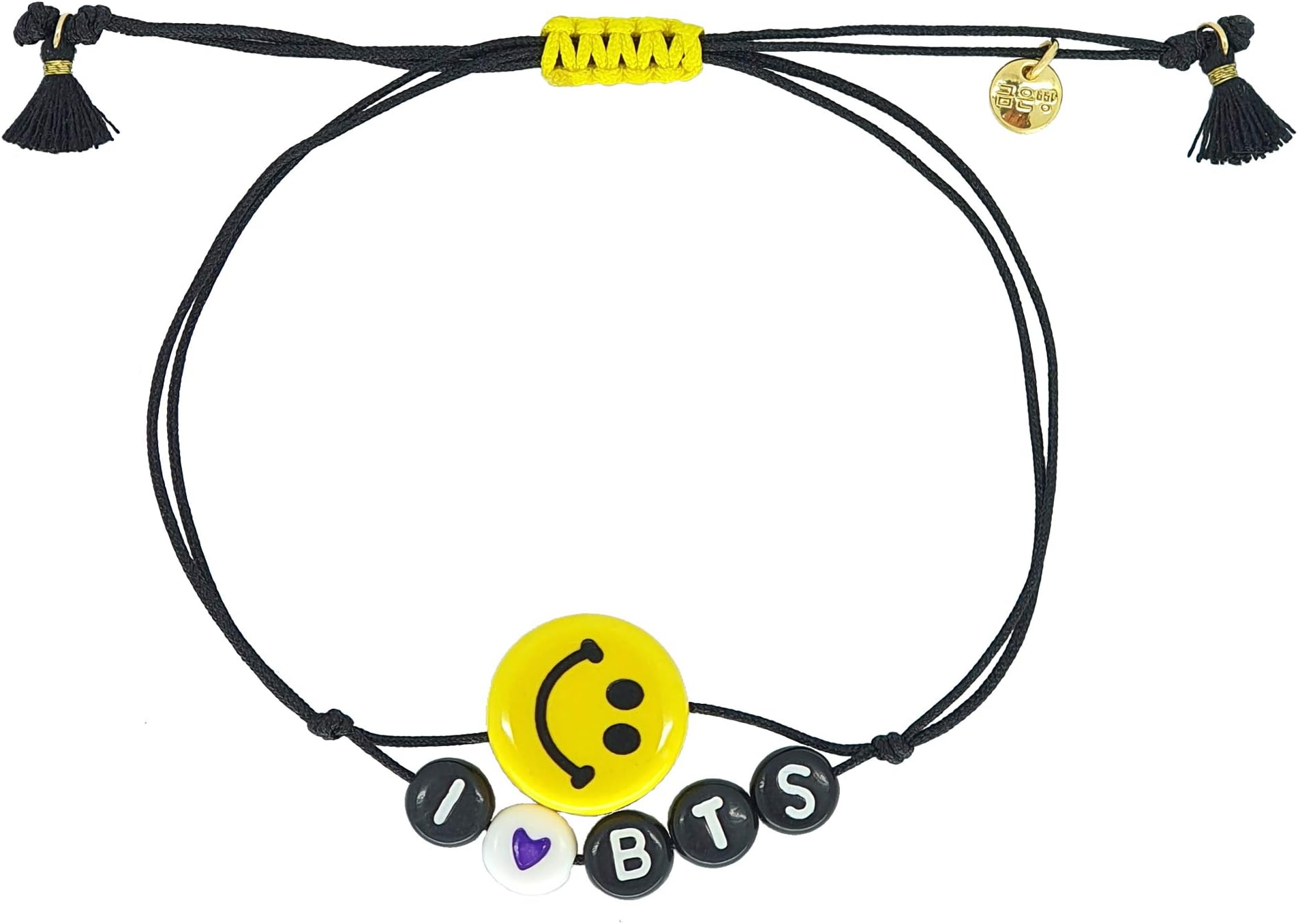 Geumeunbbang Yellow Ceramic Smile Bead with Positive Words Adjustable Size Handmade Bracelet