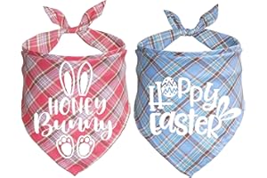 JOTFA Easter Dog Bandanas, Dog Easter Bandana Scarf for Small Medium Large Dogs Pets (Happy Easter & Honey Bunny)