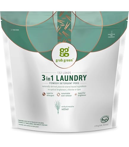 Amazon.com: Grab Green 3-in-1 Laundry Detergent Powder, 4 lbs, 100