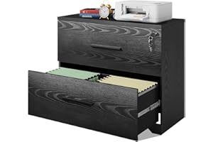 DEVAISE 2-Drawer Wood Lateral File Cabinet with Lock for Home Office, Black