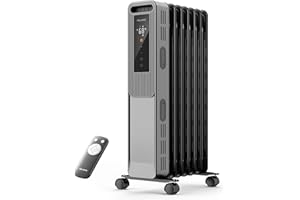 PELONIS Oil Filled Radiator, Electric Space Heater for Indoor Use Large Room with Thermostat & Remote, 3 Modes & 3 Heat Settings, ECO Mode, 24H Timer, Quiet, Overheat & Tip-Over Protection, 1500W
