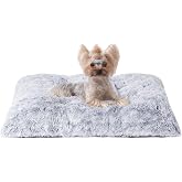EHEYCIGA Fluffy Dog Crate Bed for Small Dogs, Plush Crate Pad, Grey | Calming Anti Anxiety Small Dog Bed, Washable Soft Warm Faux Fur Crate Mat with Non-Slip Bottom