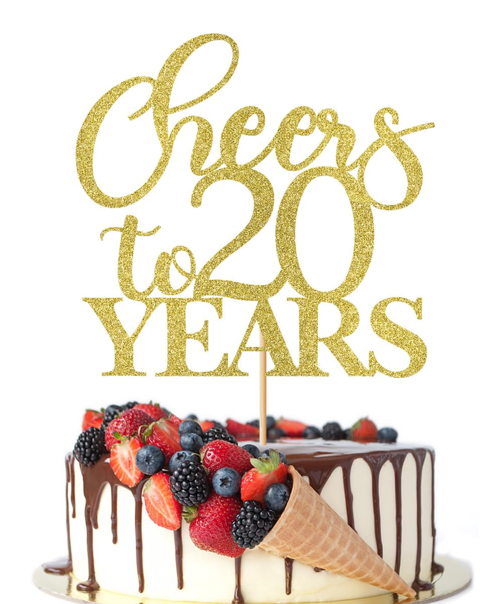 Photo 1 of Crseniny Cheers to 20 Years Cake Topper?Gold Glitter Happy 20th Birthday Cake Decorating Supplies?Perfect for 20 Years Cake Topper?Perfect for Wedding/Anniversary/Birthday Party Decorations