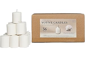 CW Studio Unscented Pressing Votive Candles – Long Hours Burn, Smokeless & Dripless – Premium Wax with Cotton Wick – Perfect for Weddings, Events, Home & Romantic Décor (36, White, 1.77 x 1.45 inches)