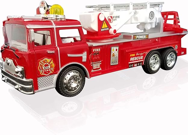 Amazon 電池式消防車玩具 子供用 バンプ ゴー リアルなサイレンサウンド 消防車 女の子と男の子の消防車に最適 おもちゃ おもちゃ