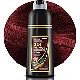 Mihkiom Dark Wine Red Hair Dye Shampoo 3 in 1 for Women & Men, Hair Color Shampoo Refresh Hair Only 20 Mins - Natural Plant - Champu Para Pintar el Pelo