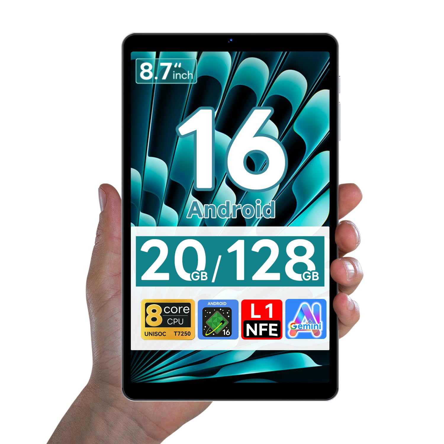 【専用ケースプレゼント】タブレット 8インチ android 16 アンドロイド WIFI 20GB+128GB+2TB TF拡張 Widevine L1 8コアCPU 6000mAh GMS BT5.0 OTG 1340*800 IPS画面 無線投影 顔認識 児童守護 P08 tablet商品画像