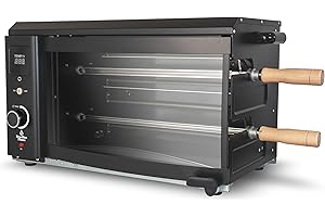 Brazilian Flame Rotisserie Grill Roaster with 2 Auto Rotating Indoor Skewers for Rotisserie Chicken, Steak, Fish, Brazilian Style BBQ, Electric Smoke-Free Rotisserie Grill for Apartment