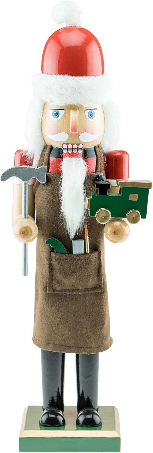 Nutcrackers - Clever Creations Toy Maker Santa 15 Inch Traditional Wooden Nutcracker, Festive Christmas Décor for Shelves and Tables
