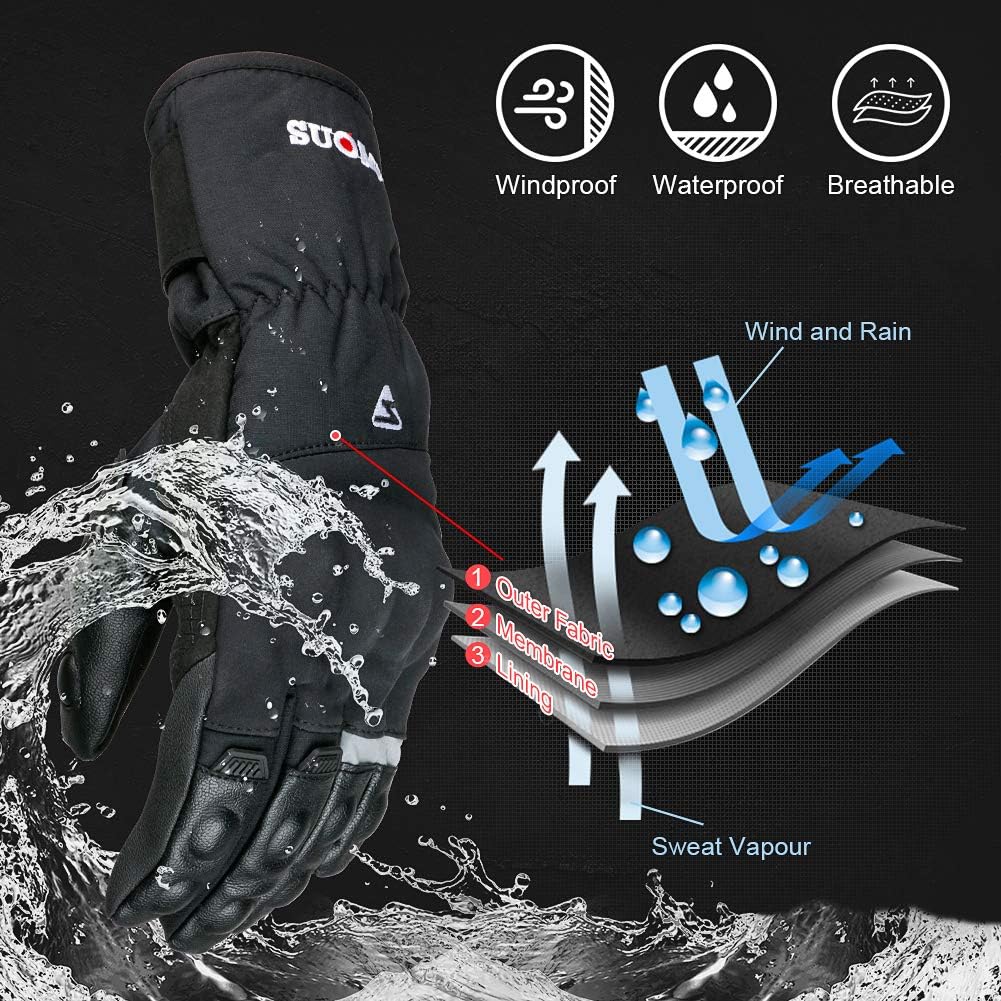 Winter Motorbike Gloves Waterproof Mens Womens Touchscreen - Image 3