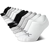 Calvin Klein Womens No Show Socks - 12 Pack Lightweight Cotton Blend Invisible No Slip Sneaker Liner Athletic Socks for Women