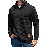 MioRoim Men's Quarter Zip Casual Pullover 1/4 Quilted Waffle Long Sleeve Sweatshirt Mock Neck Sweater with Pocket