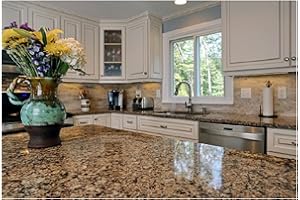 EZ FAUX DECOR Kitchen Countertop Makeover Gold Black Granite Marble Vinyl Contact Paper Peel and Stick Update Self Adhesive Film 36" x 240" (20ft) Removable Waterproof Laminate Cover