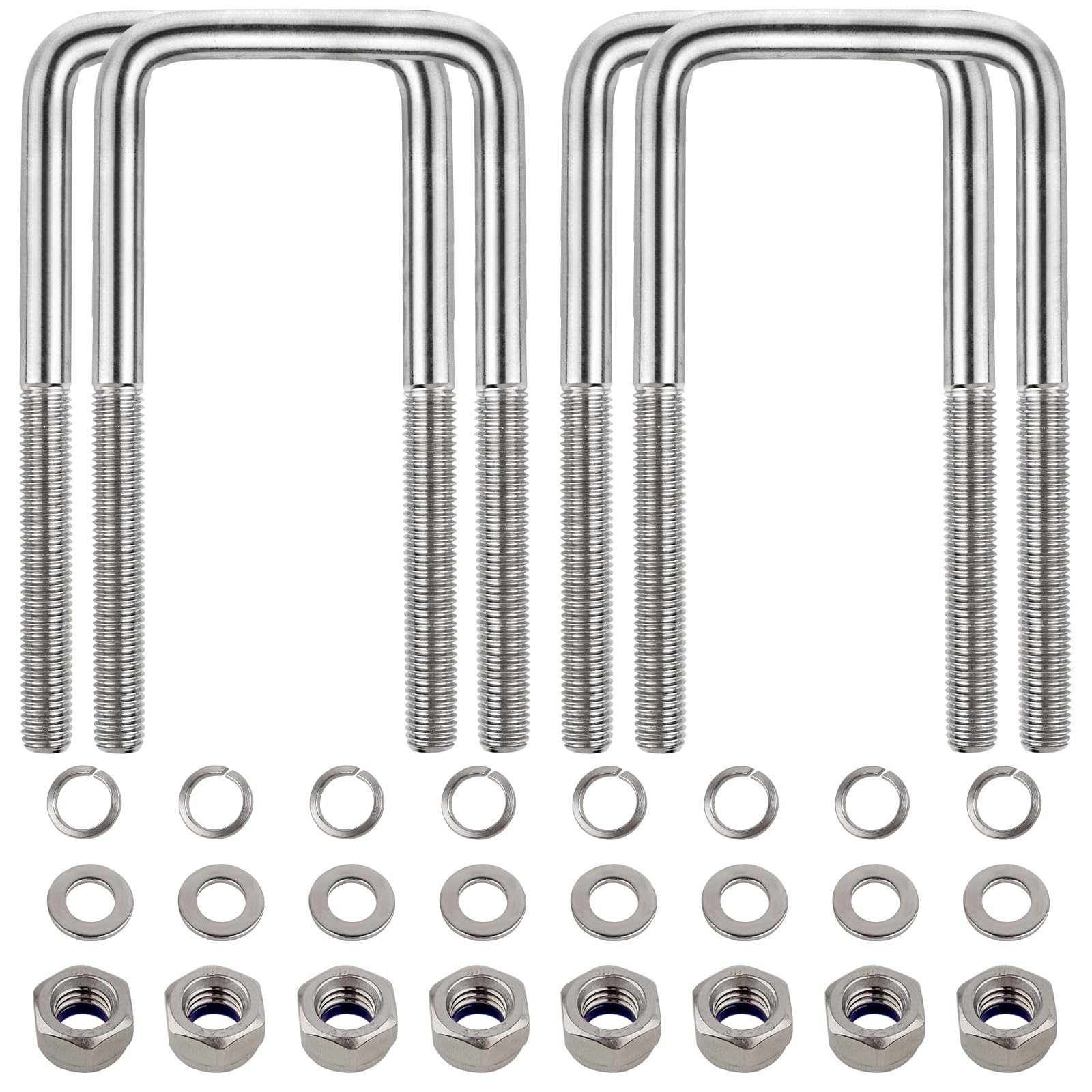 304 Stainless Steel U-Bolt - 1/4" X 2" Size With Nuts (Pack Of 1)