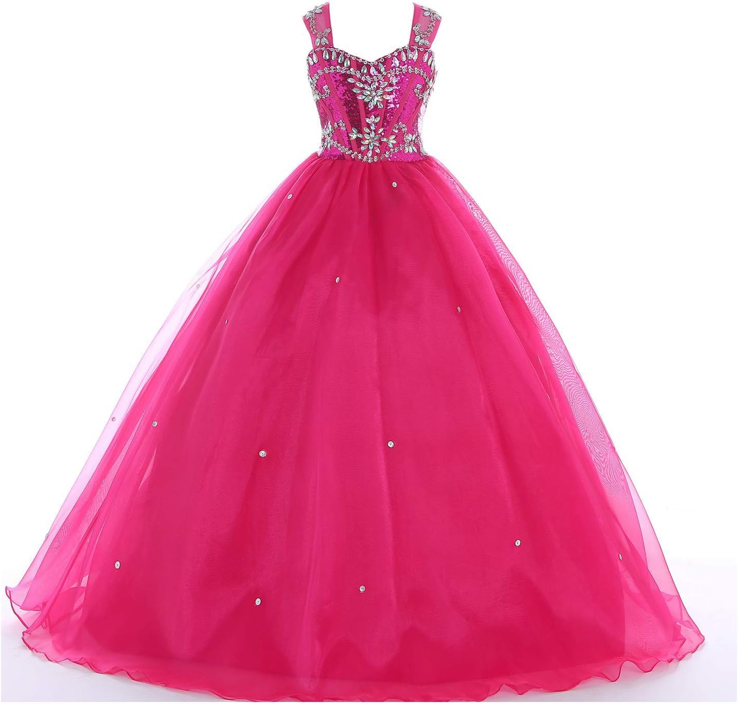 Leho Flower Girls' Sequins Ball Gowns Beaded Long Pageant Dresses