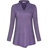 MISS FORTUNE Women's Polo Shirts, Golf V-Neck Workout Tops, Moisture Wicking Ladies Golf Shirt Loose Fit for Tennis Yoga