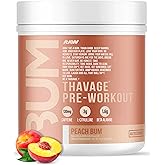 RAW Preworkout Powder, Thavage (Peach Bum) - Chris Bumstead Sports Nutrition Supplement for Men & Women - Cbum Pre Workout for Working Out, Hydration, Mental Focus & Energy - 40 Servings