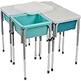 ECR4Kids 4-Station Sand and Water Adjustable Play Table, Sensory Bins, Seafoam/Turquoise