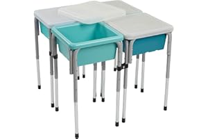 ECR4Kids 4-Station Sand and Water Adjustable Play Table, Sensory Bins, Seafoam/Turquoise