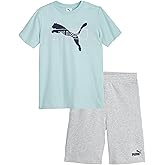 PUMA boys 2 Piece Set, Short Sleeve Crewneck T-shirt & Matching Short