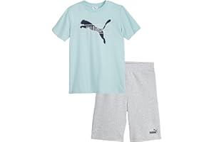 PUMA boys 2 Piece Set, Short Sleeve Crewneck T-shirt & Matching Short