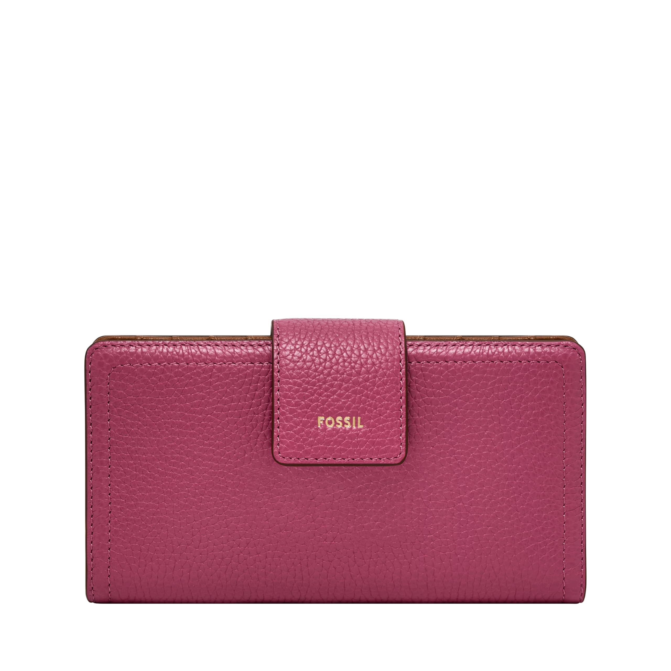 Fossil Women's Logan Leather RFID Blocking Tab Clutch Wallet, Infinite Pink Image