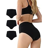 BATTEWA Leak Proof Underwear for Women Washable, Incontinence Underwear Absorbency Cotton Panties Bladder Leakage Protective 50ML(Black, 2X-Large,3-Pack)