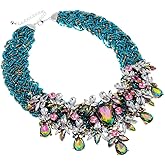 Jerollin Simulated Pearl Body Statement Necklace for Women, Fashion Collar Bib Necklaces Fashion Costume Jewelry Necklace…