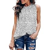 Dokotoo Womens Casual Sleeveless Shirts Halter Neck Leopard Print Tank Top and Blouses