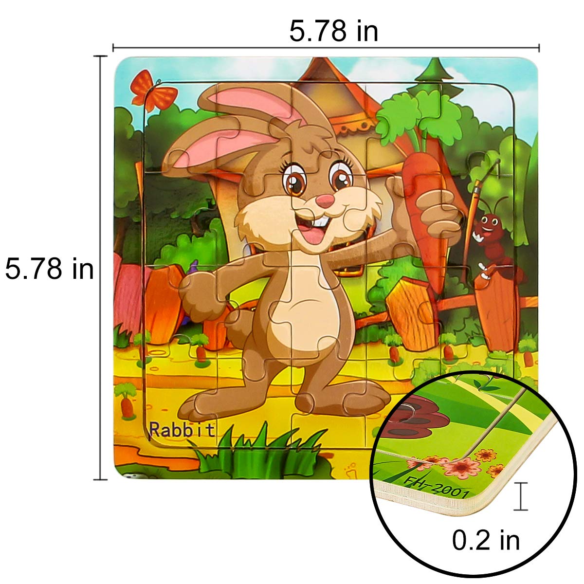 Dreampark Puzzles for Kids Ages 3-5, Wooden Jigsaw Animals Puzzles 20 Pieces Preschool Educational Learning Toys Set for Toddlers Boys and Girls (6 Pack)