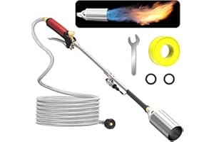 ACOVER Propane Torch Weed Burner Kit, High Output 1,200,000 BTU with 10FT Weave Hose,Heavy Duty Torch with Flame Control and Turbo Trigger Push Button Igniter For Ice Snow Road,Weeding,Asphalt,Road Marking