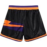 ZACAGO Mens Retro Basketball Shorts Cool Lightweight Mesh Gym Shorts Graphic Sports Athletic Drawstring Short