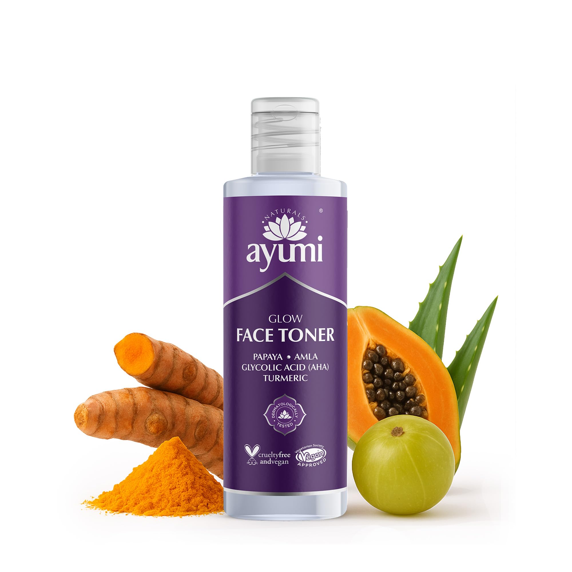 Ayumi Turmeric Face Toner for Glowing Skin | 100% Natural Toner for Face with Papaya & Amla | Gentle Face Exfoliator & Pore Minimizer for Sensitive & Dry Skin | HydratingToner for Skincare | 150ml