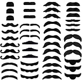48 Pcs Fake Mustaches, Self Adhesive Fake Beard, Novelty Hairy Beard, Costume Facial Hair for Halloween Party