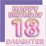 Stuff4 18th Birthday Card Daughter Pink Purple Glitter Balloons 145mm