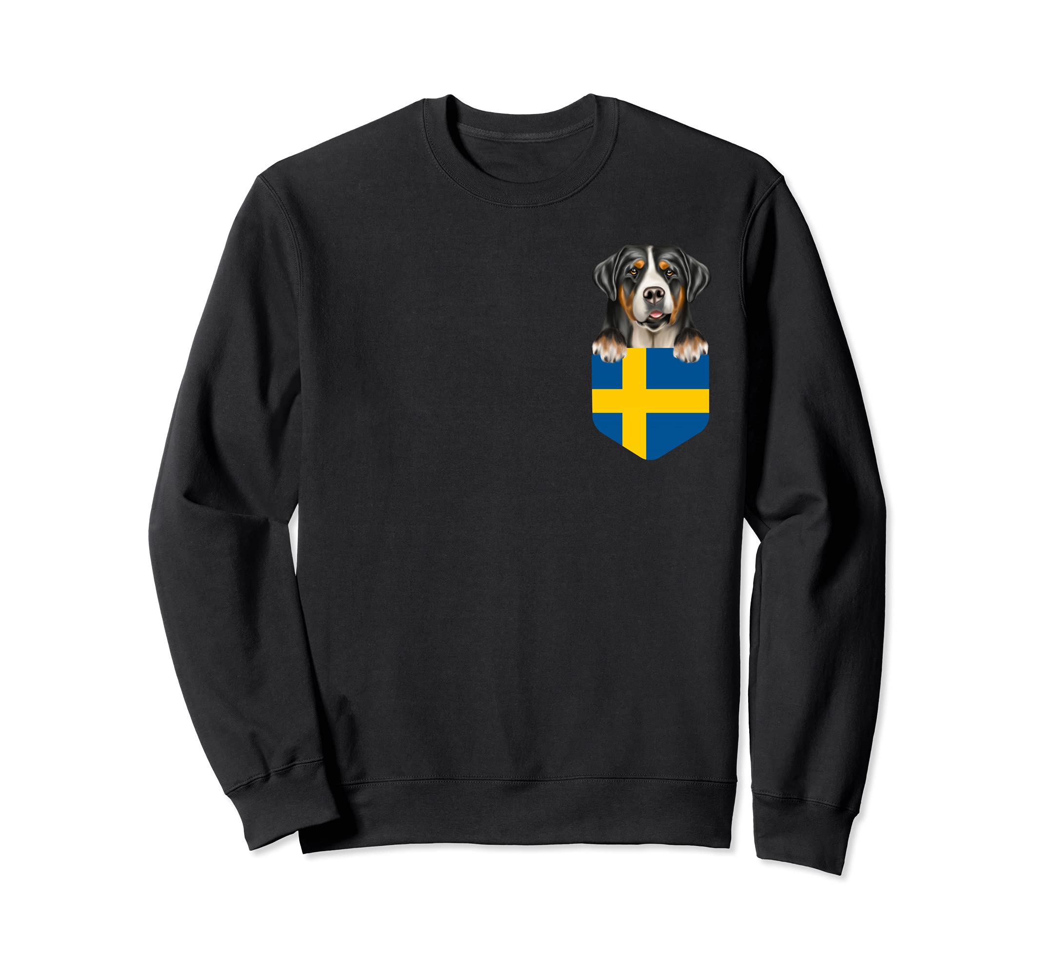 Sweden Flag Greater Swiss Mountain Dog Dog In Pocket Sweatshirt