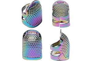 GYGYL 4Pcs Metal Dazzle Color Sewing Thimble, Sewing Thimble Finger Protector, Accessories DIY Sewing Tools (2 Sizes, S/M)